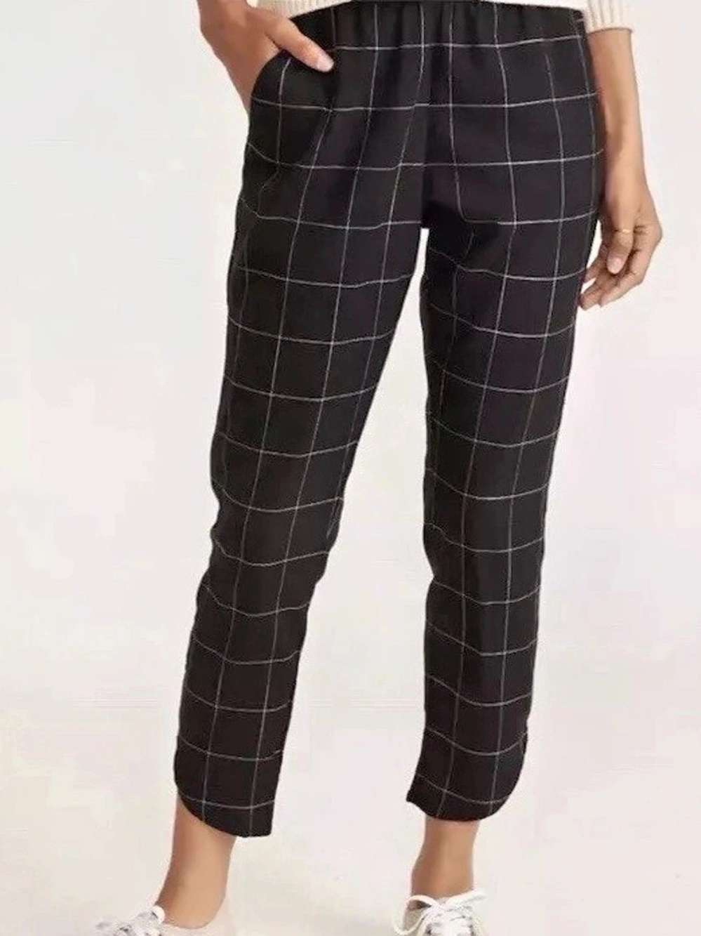 Marine Layer Checkered Ankle Pants in Black & White | Size Small